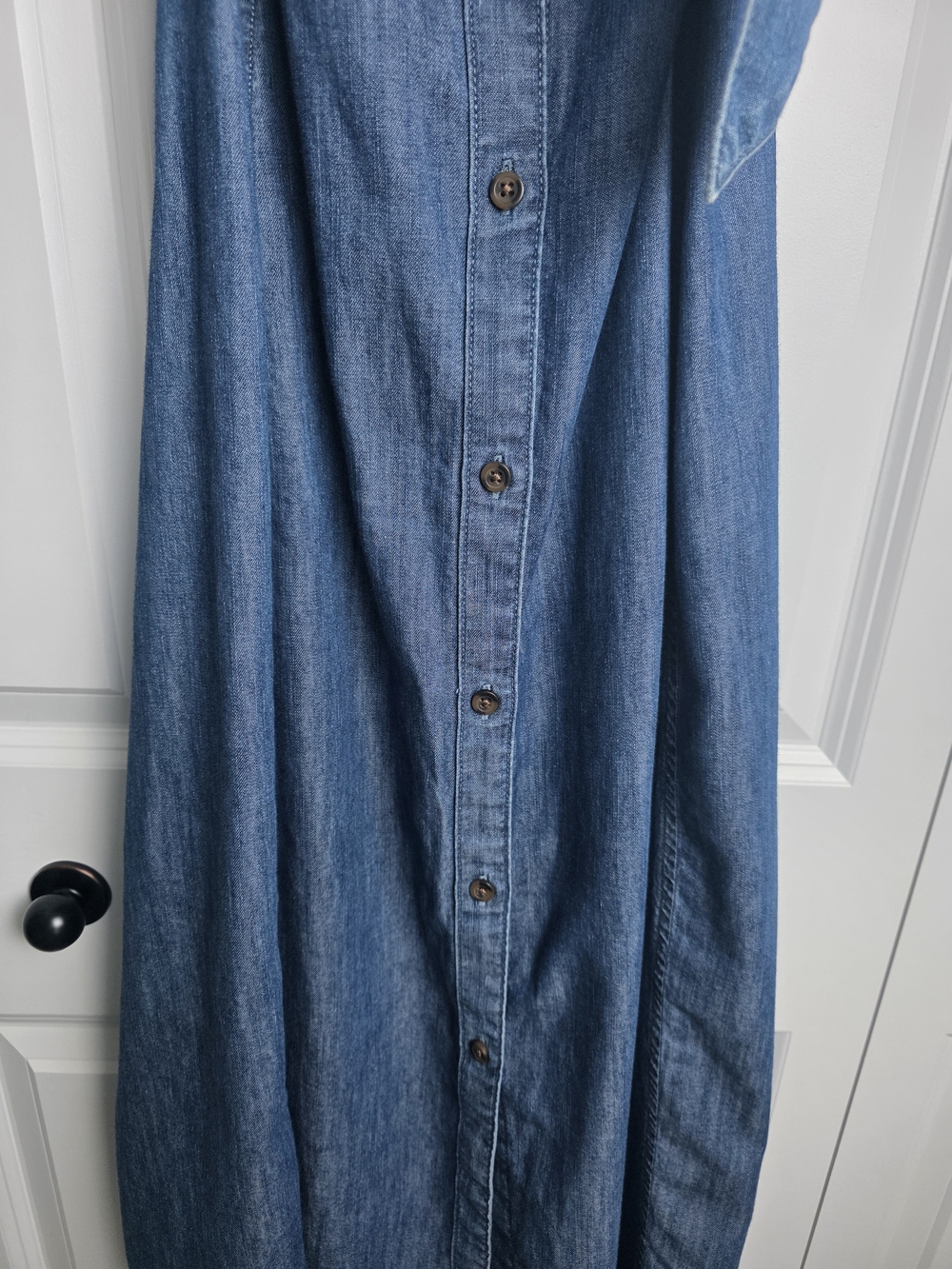 LOFT Ruffle Denim Midi Dress – Size 8 - 100% Cotton - Picture 4 of 16
